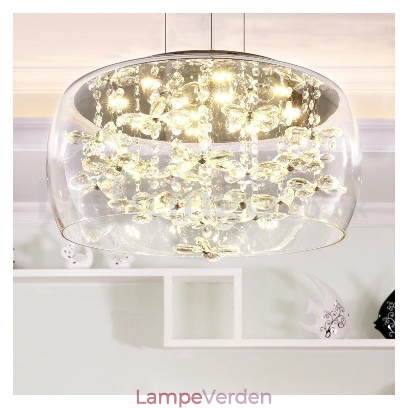 Moderne 40 cm 50 cm rund lampeskærm i klart glas i krystal