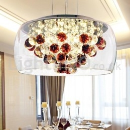 Moderne 40 cm 50 cm rund lampeskærm i klart glas i krystal