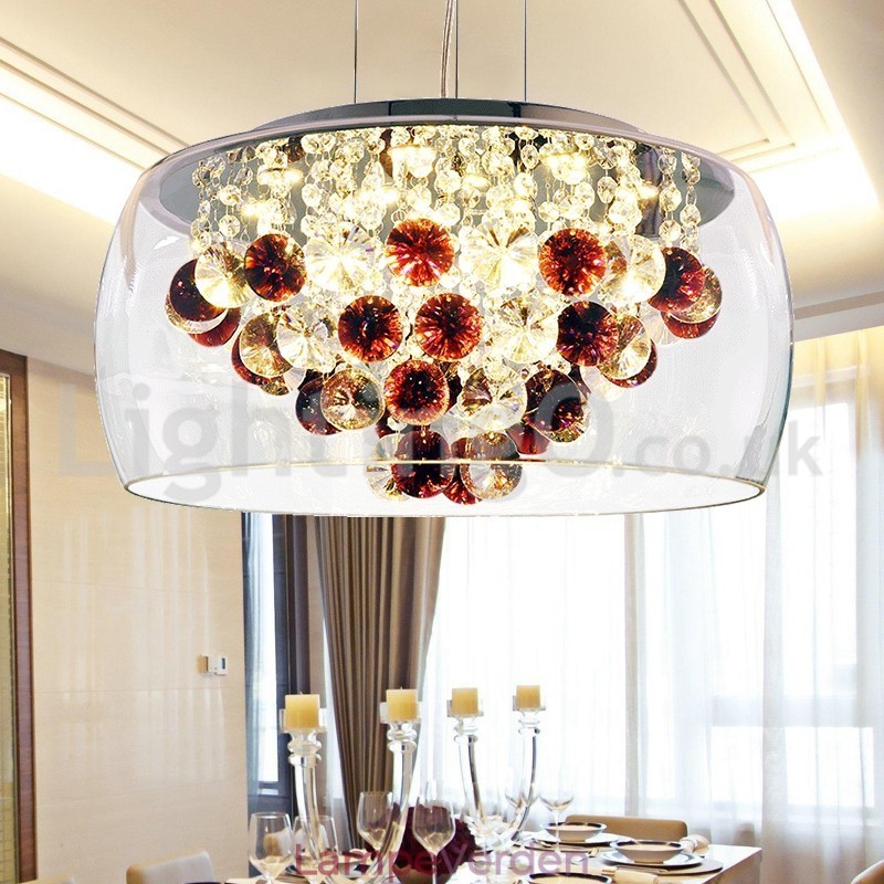Moderne 40 cm 50 cm rund lampeskærm i klart glas i krystal