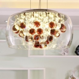 Moderne 40 cm 50 cm rund lampeskærm i klart glas i krystal