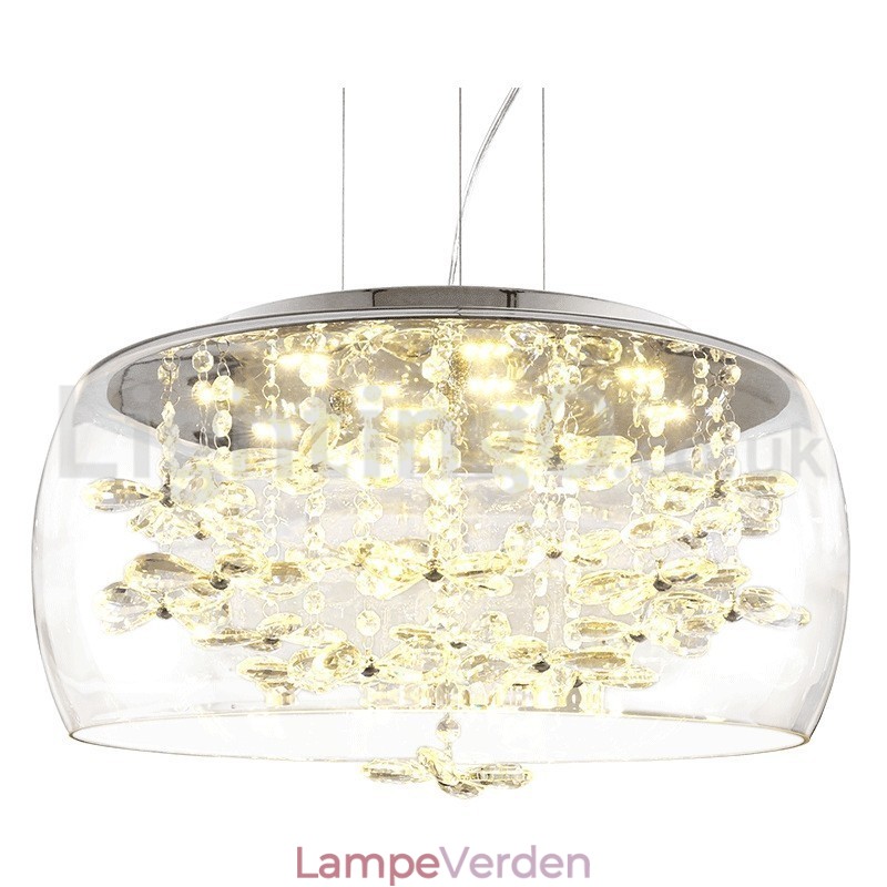 Moderne 40 cm 50 cm rund lampeskærm i klart glas i krystal
