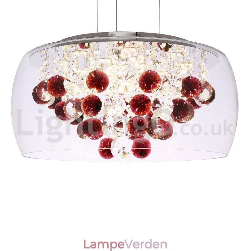 Moderne 40 cm 50 cm rund lampeskærm i klart glas i krystal