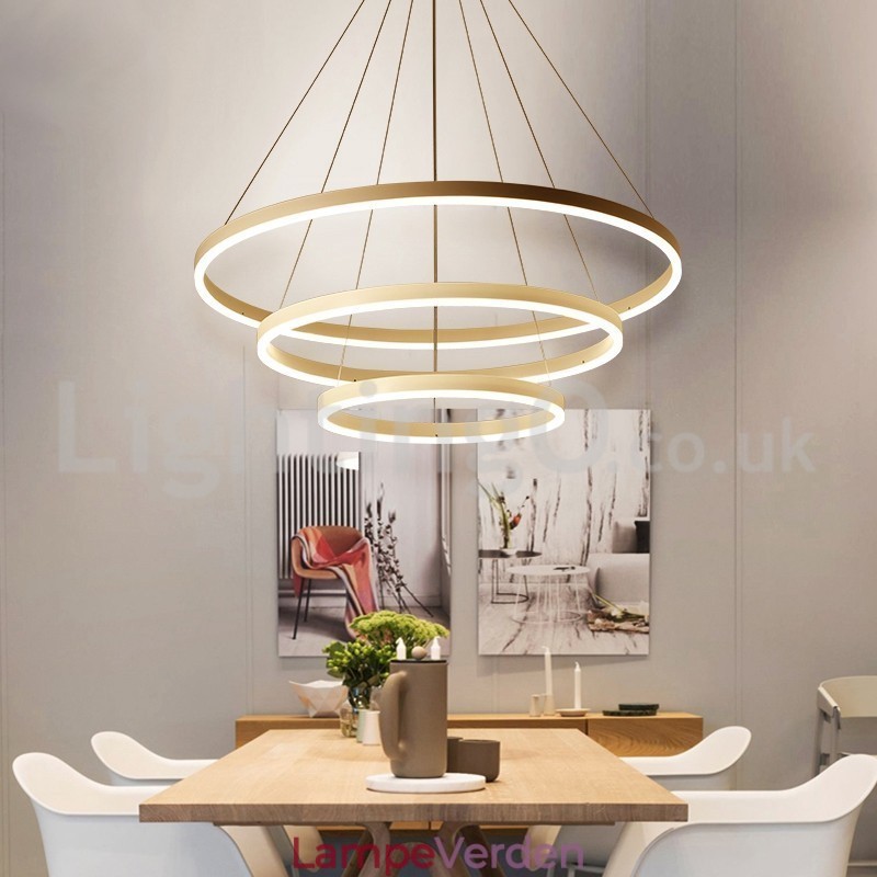 Moderne tre-cirkel pendant lys fjernbetjening