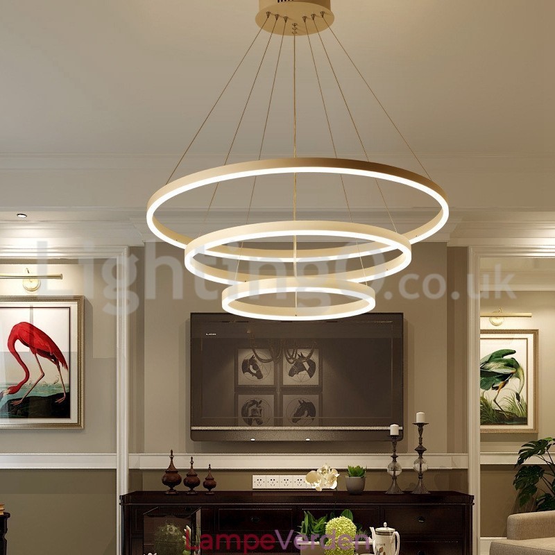 Moderne tre-cirkel pendant lys fjernbetjening