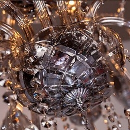 6 lys europæisk krystal lysekrone i grå farve glas og krystal