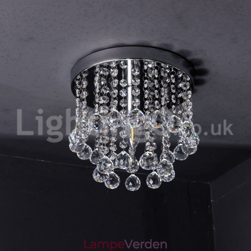 Moderne rund krystal lysekrone veranda Flush Mount Light