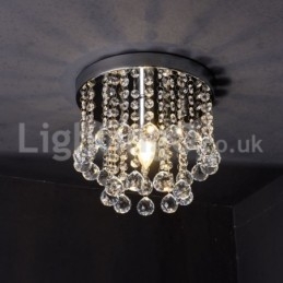 Moderne rund krystal lysekrone veranda Flush Mount Light