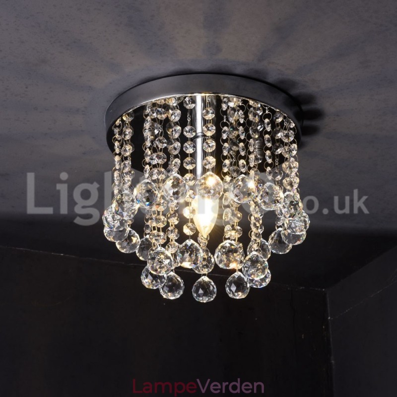 Moderne rund krystal lysekrone veranda Flush Mount Light