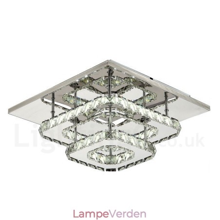 Dæmpbar, moderne firkantet krystal indbygningsloftslampe med fjernbetjening Dæmpbar, moderne firkantet krystal indbygningsloftslampe med fjernbetjening