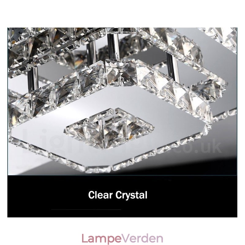 Dæmpbar, moderne firkantet krystal indbygningsloftslampe med fjernbetjening