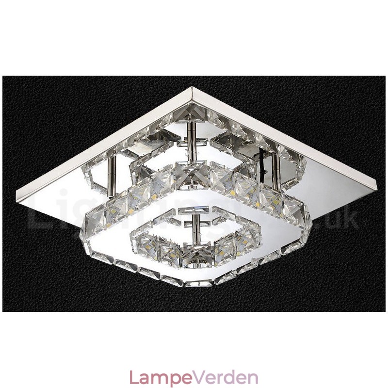 Dæmpbar moderne firkantet krystal indsænket loftslampe med fjernbetjening