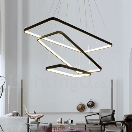 Dæmpbar pendel med fjernbetjening Moderne design tre rektangler Dæmpbar pendel med fjernbetjening Moderne design tre rektangler