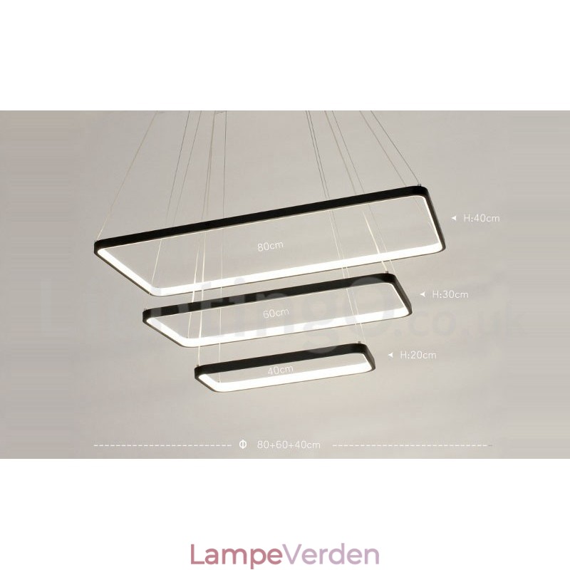 Dæmpbar pendel med fjernbetjening Moderne design tre rektangler