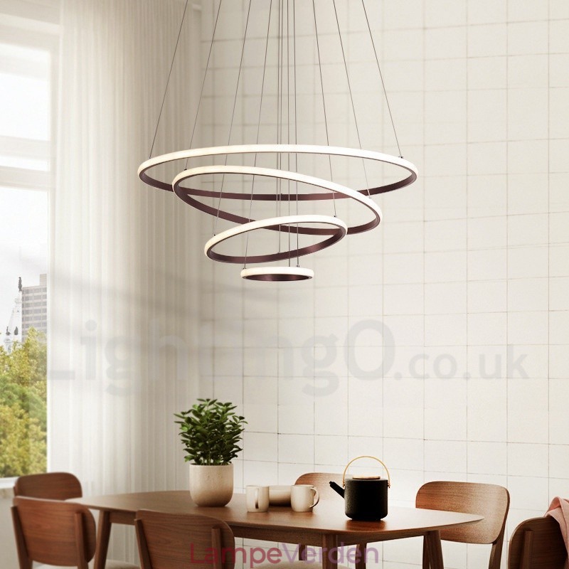 Dæmpbar Outside the Circles Light Pendel Light med fjernbetjening moderne design ringe