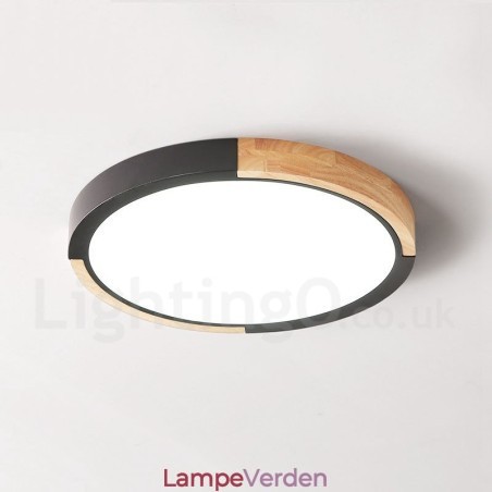 Ultra tynd multifarve rund træ loftslampe massiv træ akryl skærm Loftslampe nordisk stil Ultra tynd multifarve rund træ loftslampe massiv træ akryl skærm Loftslampe nordisk stil