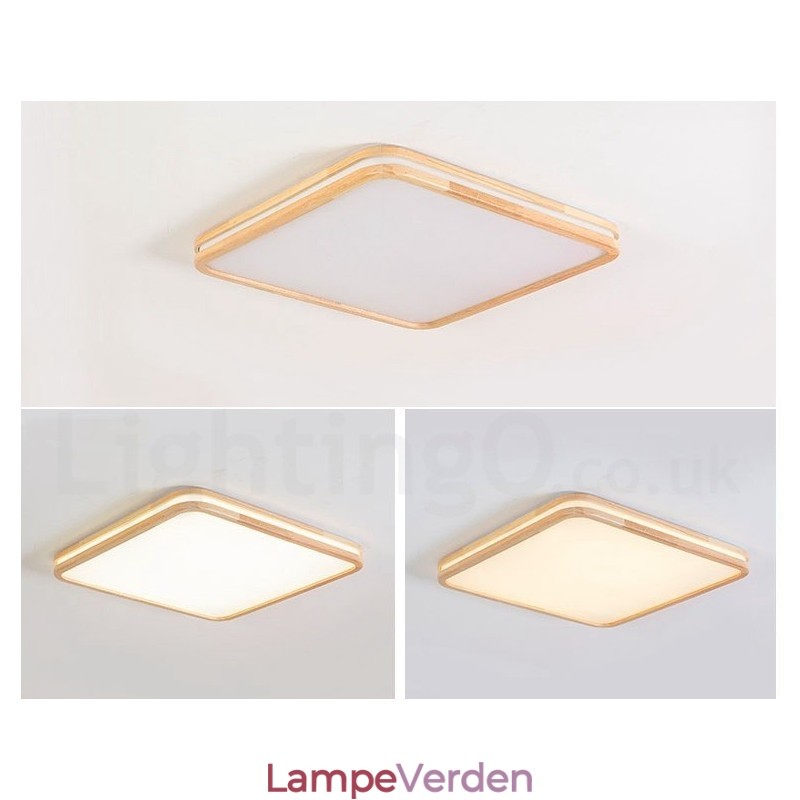 Ultra tynd rund firkantet rektangel træ loftslampe massivt træ akryl skærm Loftslampe Nordic Style