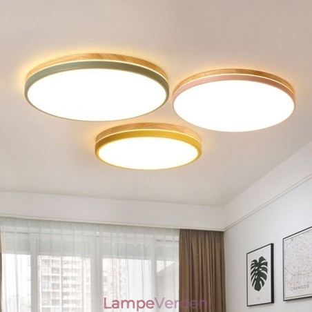 Dæmpbar Ultratynd Multifarver Rundt træ Loftslampe med akrylskærm Loftslampe Nordic Style Dæmpbar Ultratynd Multifarver Rundt træ Loftslampe med akrylskærm Loftslampe Nordic Style