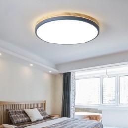 Dæmpbar Ultratynd Multifarver Rundt træ Loftslampe med akrylskærm Loftslampe Nordic Style