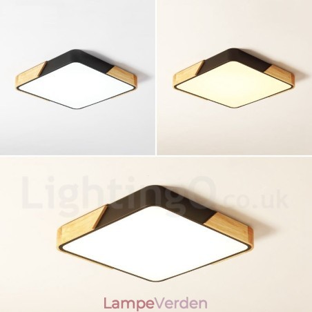 Dæmpbar ultratynd multifarver firkantet træloftslampe med akrylskærm Loftslampe Nordic Style Dæmpbar ultratynd multifarver firkantet træloftslampe med akrylskærm Loftslampe Nordic Style