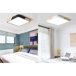Dæmpbar ultratynd multifarver firkantet træloftslampe med akrylskærm Loftslampe Nordic Style