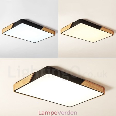 Dæmpbar Ultratynd multifarver rektangel træ loftslampe med akrylskærm Loftslampe Nordic Style Dæmpbar Ultratynd multifarver rektangel træ loftslampe med akrylskærm Loftslampe Nordic Style