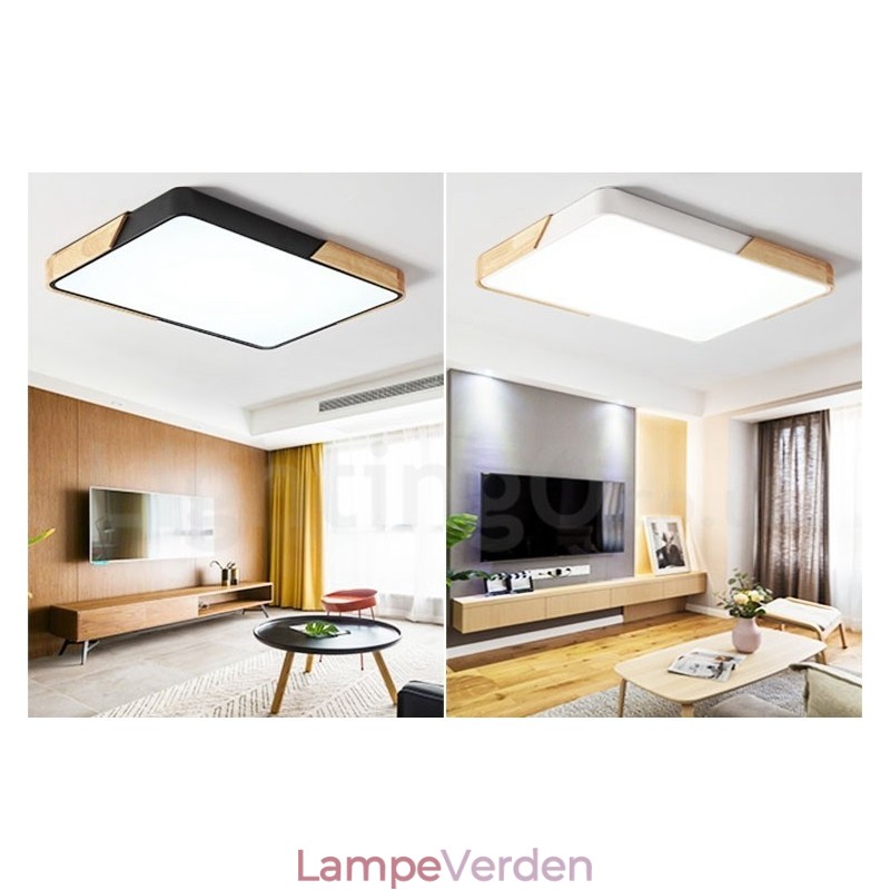 Dæmpbar Ultratynd multifarver rektangel træ loftslampe med akrylskærm Loftslampe Nordic Style