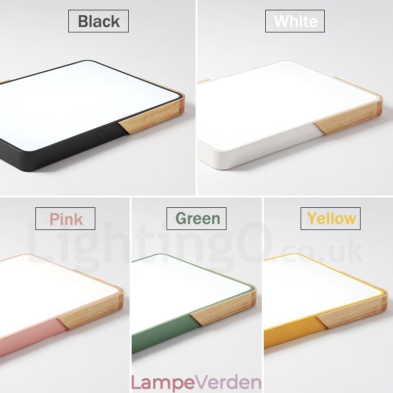 Dæmpbar Ultratynd multifarver rektangel træ loftslampe med akrylskærm Loftslampe Nordic Style