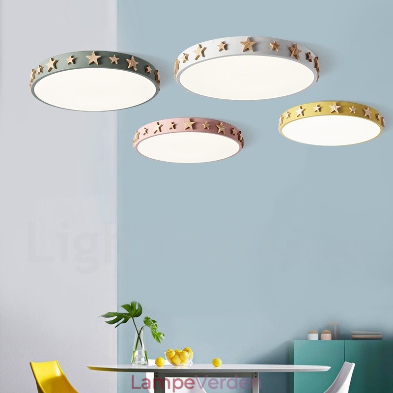 Dæmpbar ultratynd multifarver cirkulær træloftslampe med akrylskærm Loftslampe i nordisk stil