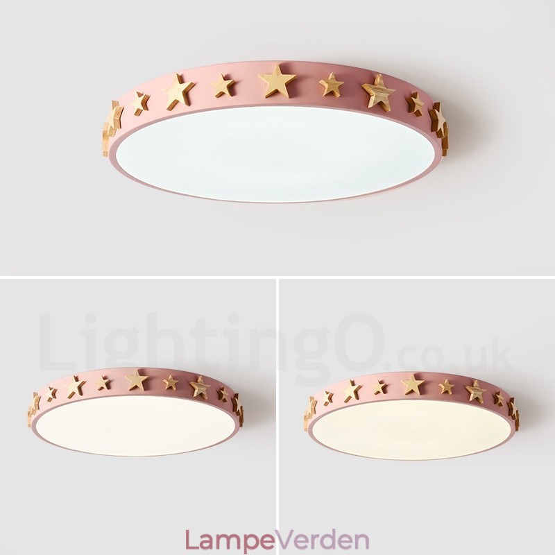 Dæmpbar ultratynd multifarver cirkulær træloftslampe med akrylskærm Loftslampe i nordisk stil