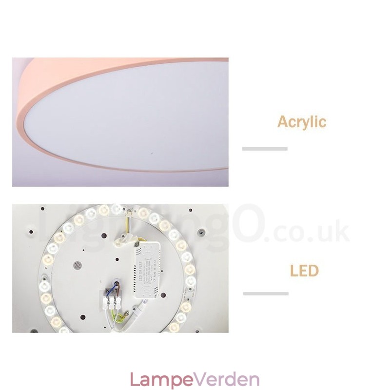 Dæmpbar ultratynd multifarver cirkulær træloftslampe med akrylskærm Loftslampe i nordisk stil
