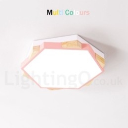 Dæmpbar Multi Colours Hexagon Wood Loftslampe med Acryl Skærm Loftslampe Nordic Style