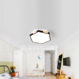 Dæmpbar Multi Colours Hexagon Wood Loftslampe med Acryl Skærm Loftslampe Nordic Style