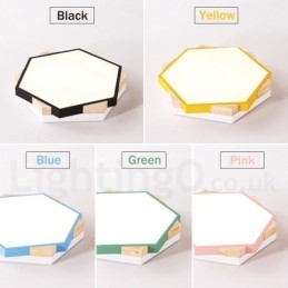 Dæmpbar Multi Colours Hexagon Wood Loftslampe med Acryl Skærm Loftslampe Nordic Style