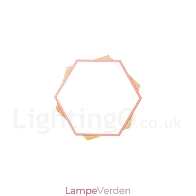 Dæmpbar Multi Colours Hexagon Wood Loftslampe med Acryl Skærm Loftslampe Nordic Style