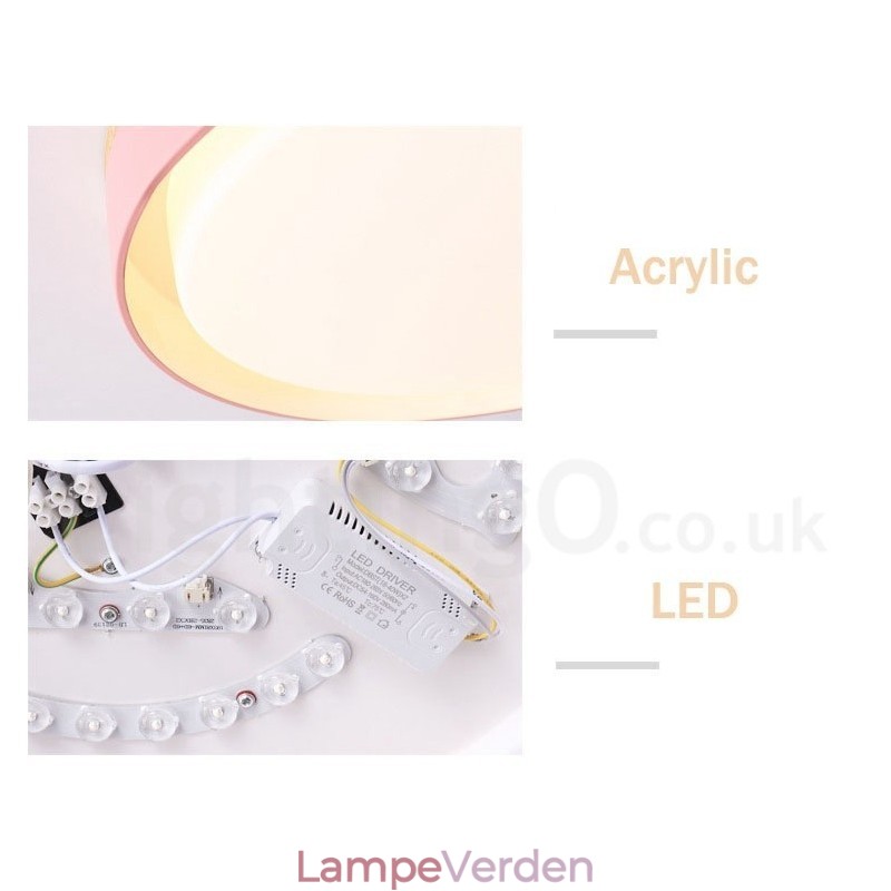Dæmpbar multifarver cirkulær træloftslampe med akrylskærm Loftslampe Nordic Style