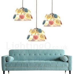 Multi Colors Flower Macaron loftspendel med glasskærm