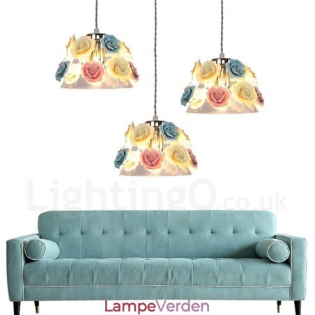 Multi Colors Flower Macaron loftspendel med glasskærm Multi Colors Flower Macaron loftspendel med glasskærm