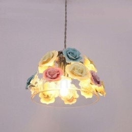 Multi Colors Flower Macaron loftspendel med glasskærm