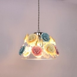 Multi Colors Flower Macaron loftspendel med glasskærm