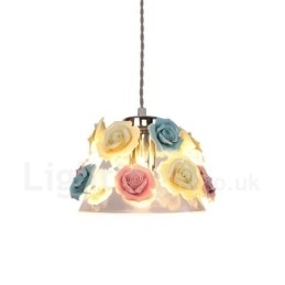 Multi Colors Flower Macaron loftspendel med glasskærm