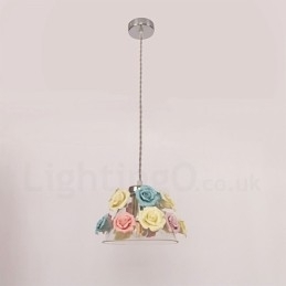 Multi Colors Flower Macaron loftspendel med glasskærm