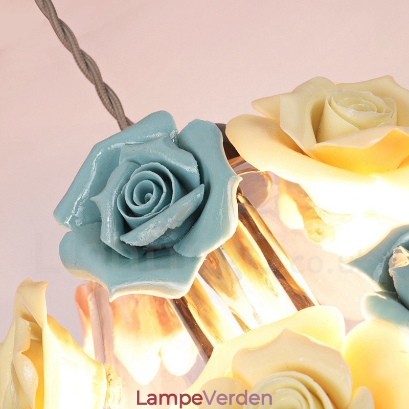 Multi Colors Flower Macaron loftspendel med glasskærm