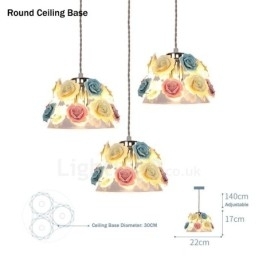 Multi Colors Flower Macaron loftspendel med glasskærm