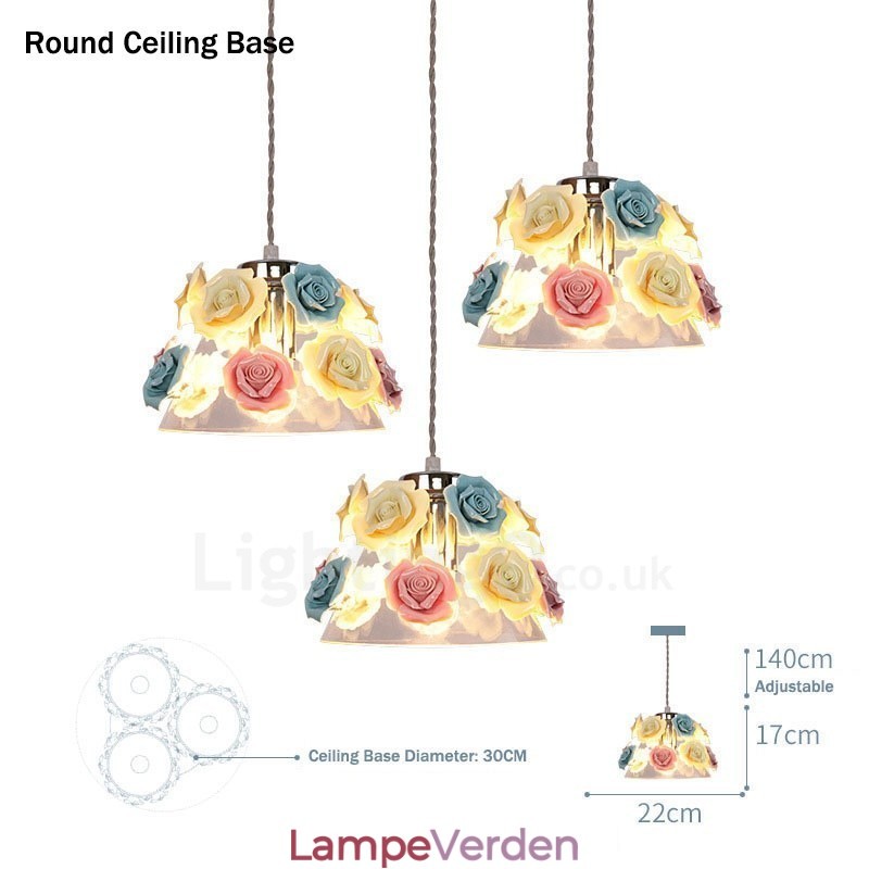 Multi Colors Flower Macaron loftspendel med glasskærm