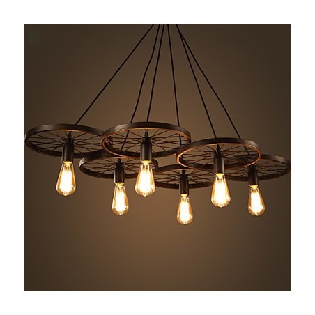 Belysning Industriel Loft Style Smedejernslysekrone Cafehjulskrone