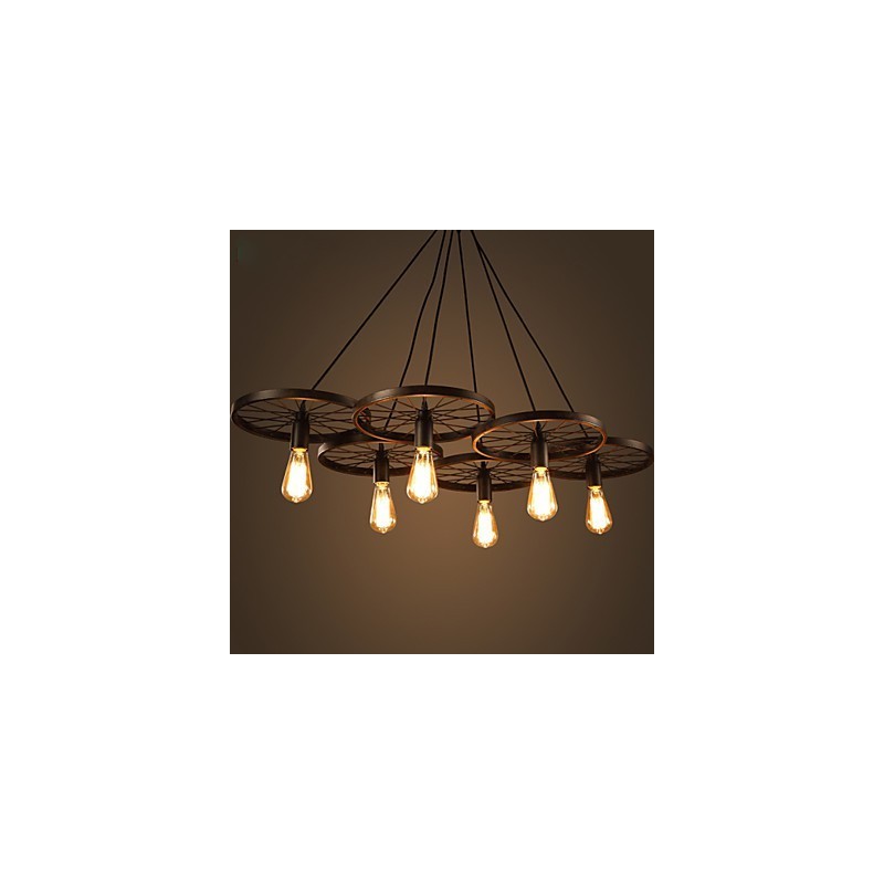 Belysning Industriel Loft Style Smedejernslysekrone Cafehjulskrone