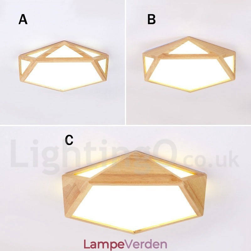 Dæmpbar Multi Styles træloftslampe med akrylskærm Loftslampe Nordic Style