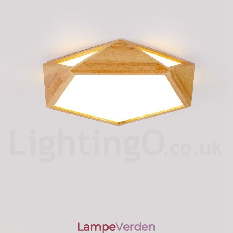 Dæmpbar Multi Styles træloftslampe med akrylskærm Loftslampe Nordic Style