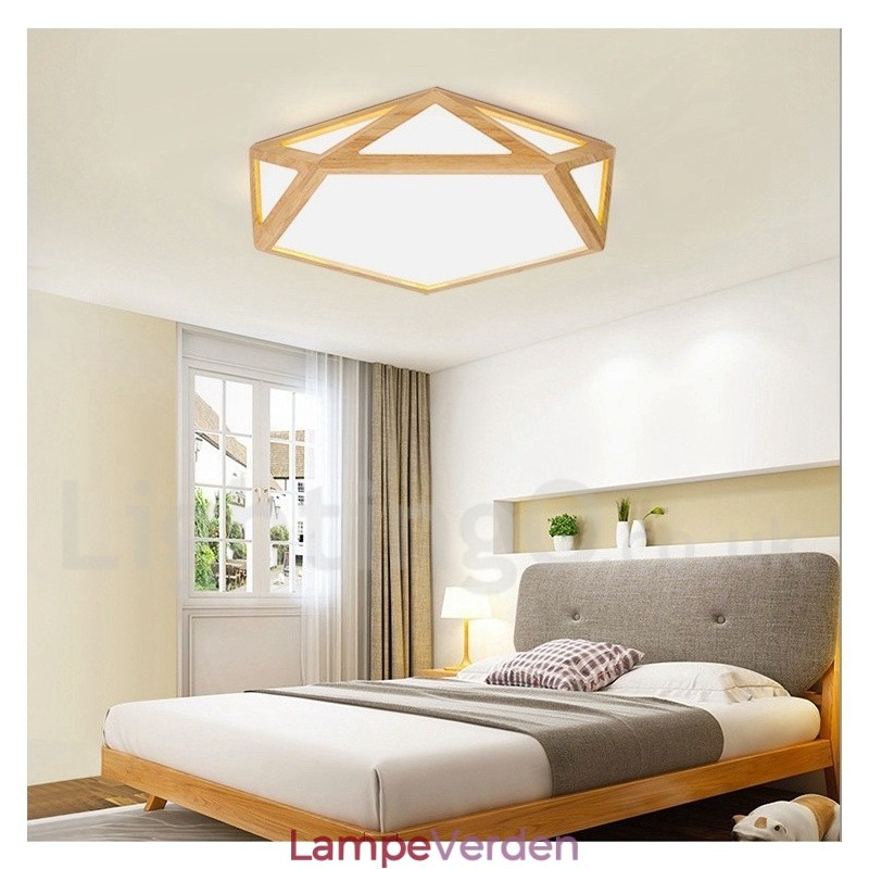 Dæmpbar Multi Styles træloftslampe med akrylskærm Loftslampe Nordic Style