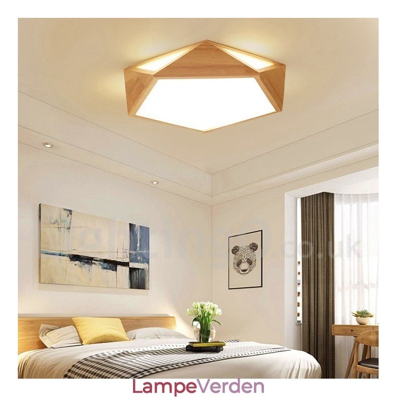 Dæmpbar Multi Styles træloftslampe med akrylskærm Loftslampe Nordic Style
